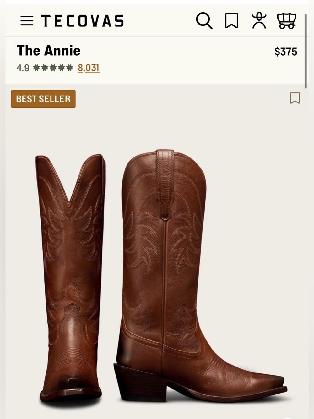 Tecovas The Annie Sienna Suede Cowgirl Boots
